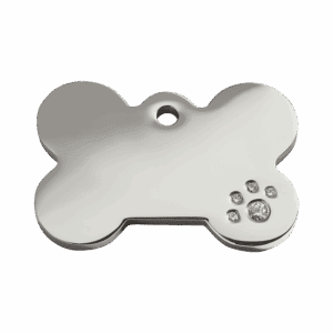 Hundemarke Knochen mit Swarovski-Kristallen Größe M