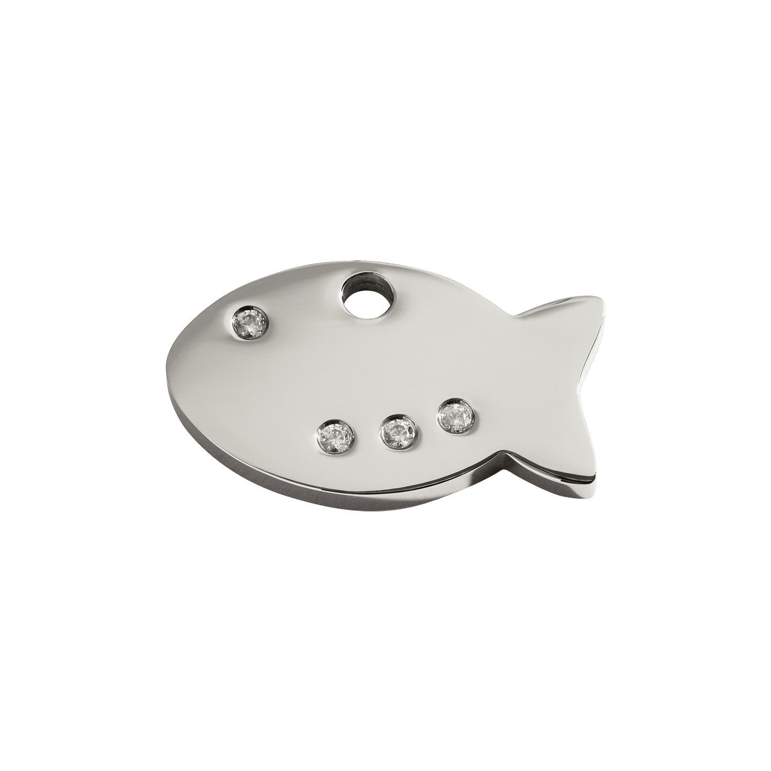 Vorderansicht - Katzenmarke Fisch Swarovski Kristall klein