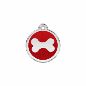 Tiermarke Glitzer-Knochen Rot S für Katze oder kleinen Hund