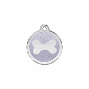 Tiermarke Glitzer-Knochen Silber S für Katze oder kleinen Hund