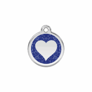 Katzenmarke Herz mit dunkelblauem Glitzer-Emaille S