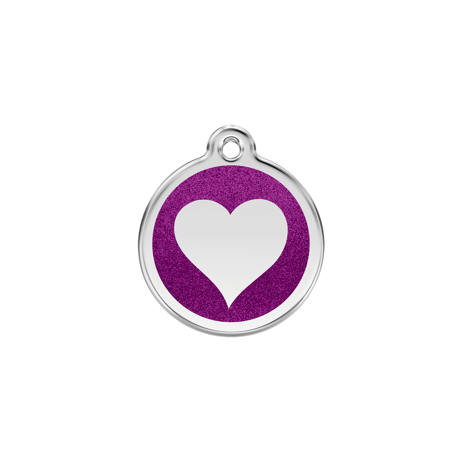 Vorderansicht - Katzenmarke Herz mit violettem Glitzer-Emaille S