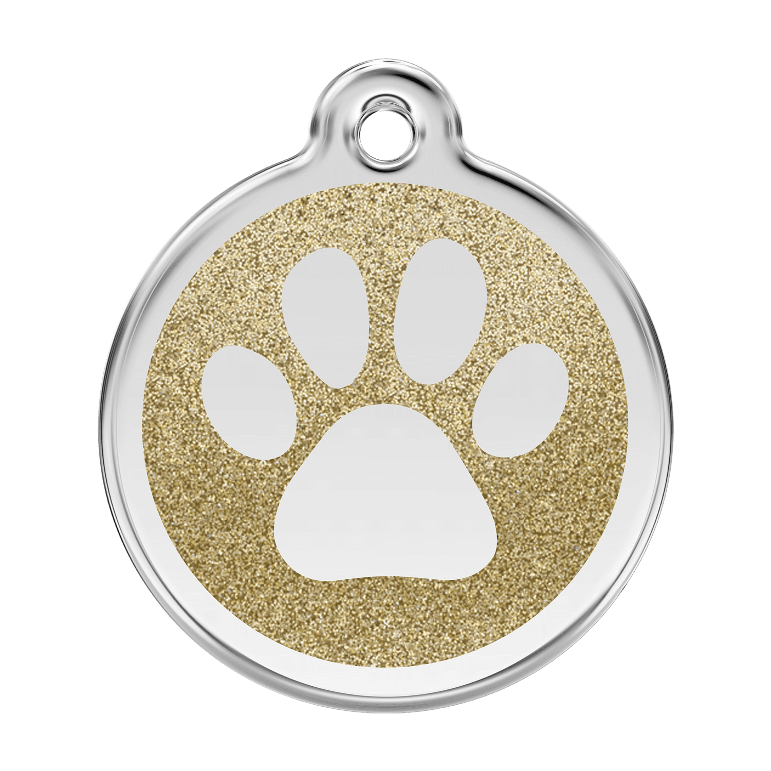 Vorderansicht - Hundemarke L Gold mit Glitzer-Pfotenabdruck
