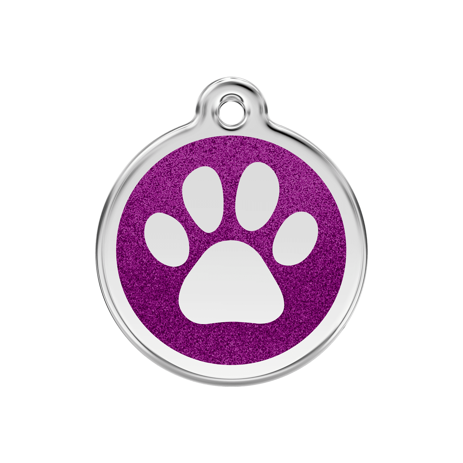 Vorderansicht - Hundemarke M Glitzer-Pfotenabdruck in Violett
