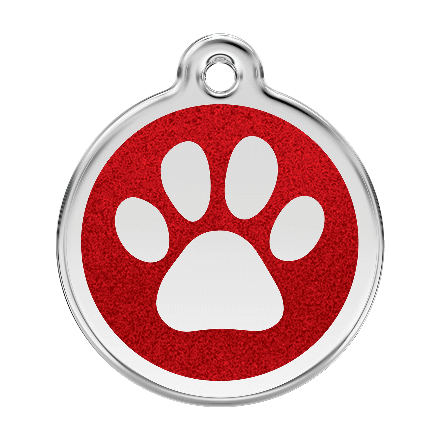 Vorderansicht - Hundemarke L rotes Glitzer-Emaille mit Pfotenabdruck